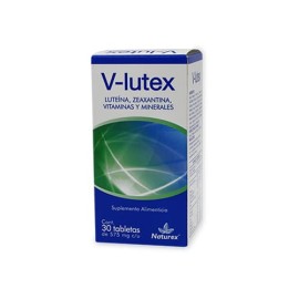 V-lutex Cobre 200 ug, Luteina 2.5 mg, Vitamina A 500 ug, Vitamina C 150 mg, Vitamina E 50 mg, Zeaxantina 500 ug, Zinc 7.5 mg c/