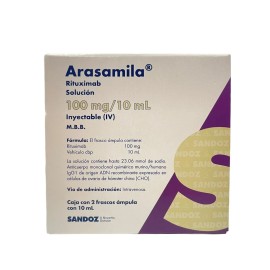 Arasamila Rituximab Solución Inyectable Cada frasco ámpula contiene Rituximab 100 mg Envase con 1 frasco ámpula con 10 ml.
