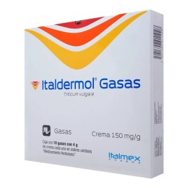 Italdermol Gasas 4 G Sob 10 Extracto acuoso de Triticum vulgare 150 mg Aditivo, agente antimicrobiano o conservador: 2-Fenoxiet